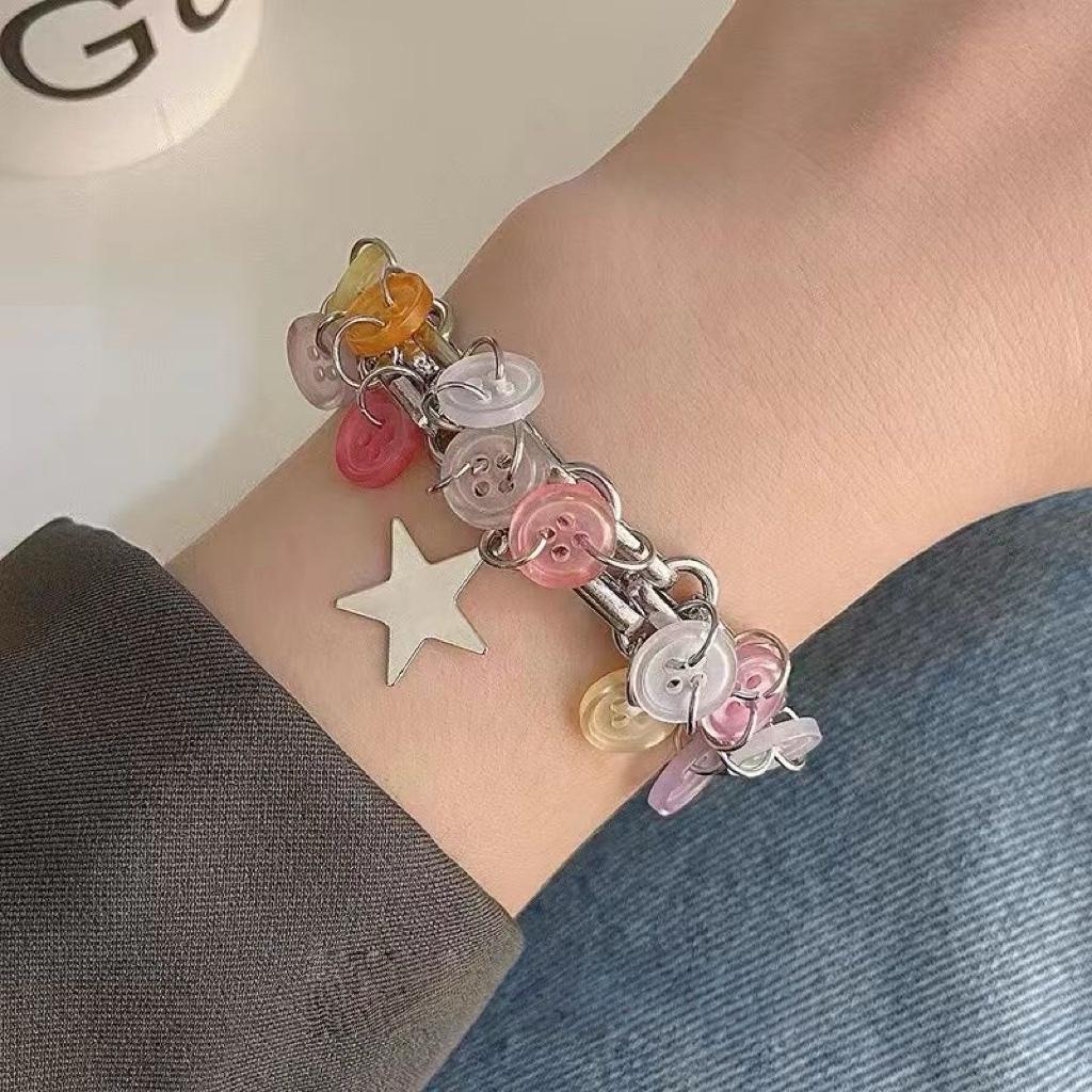 Pastel Button Charm Adjustable Bracelet
