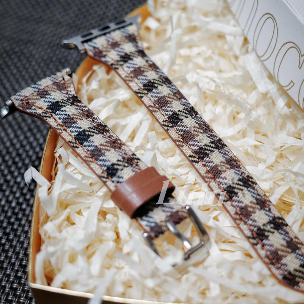 Checkered Leather Apple Watch Band