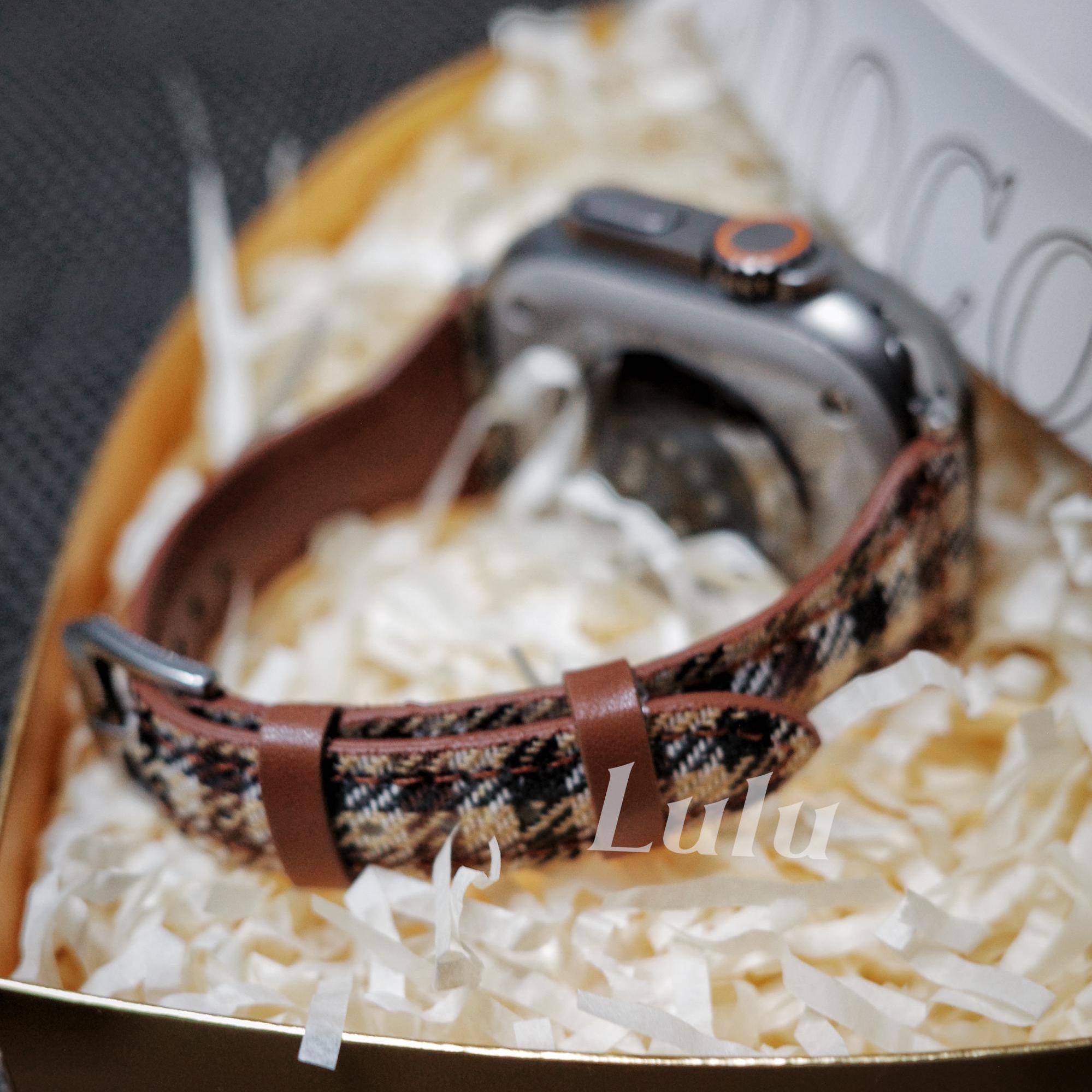 Checkered Leather Apple Watch Band