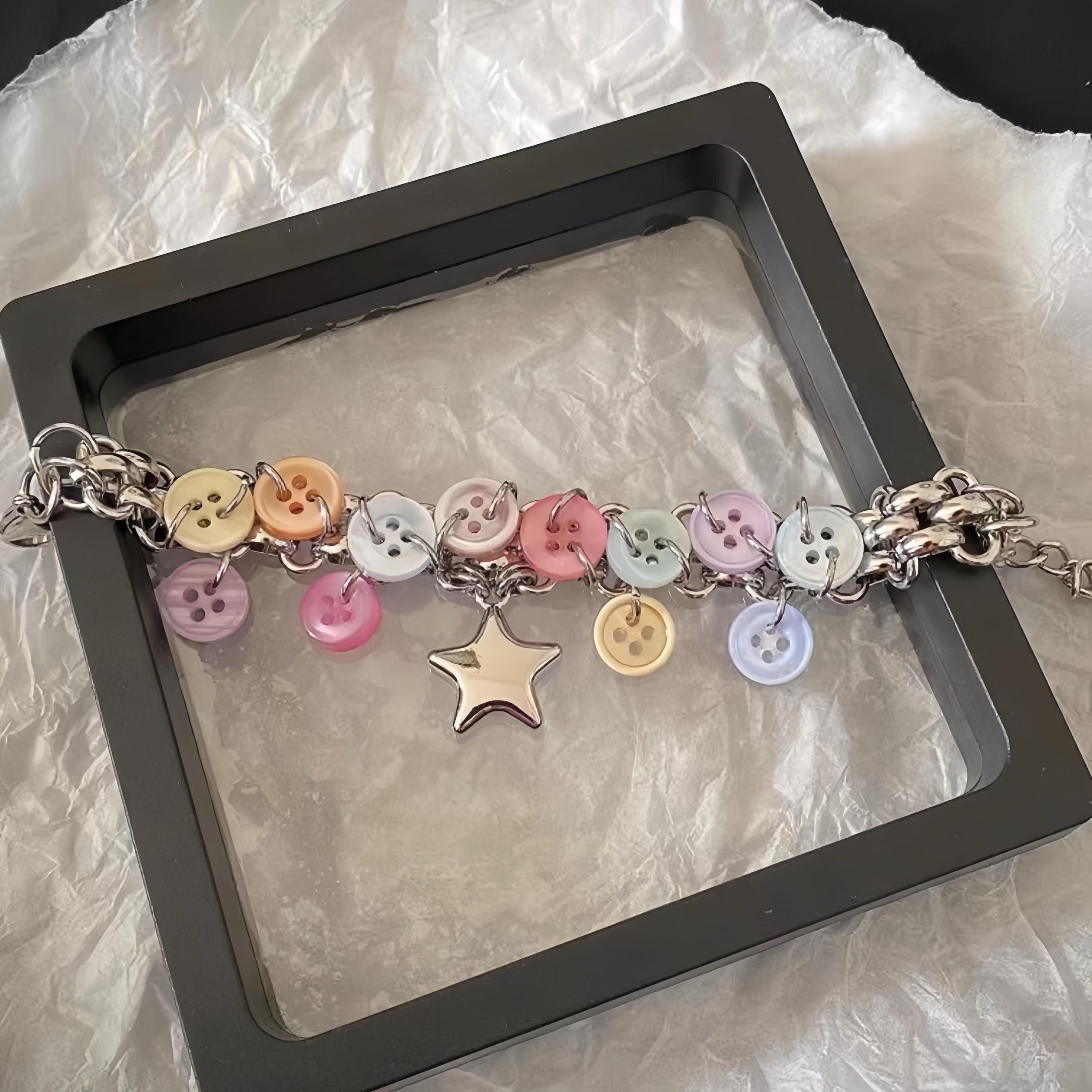 Pastel Button Charm Adjustable Bracelet