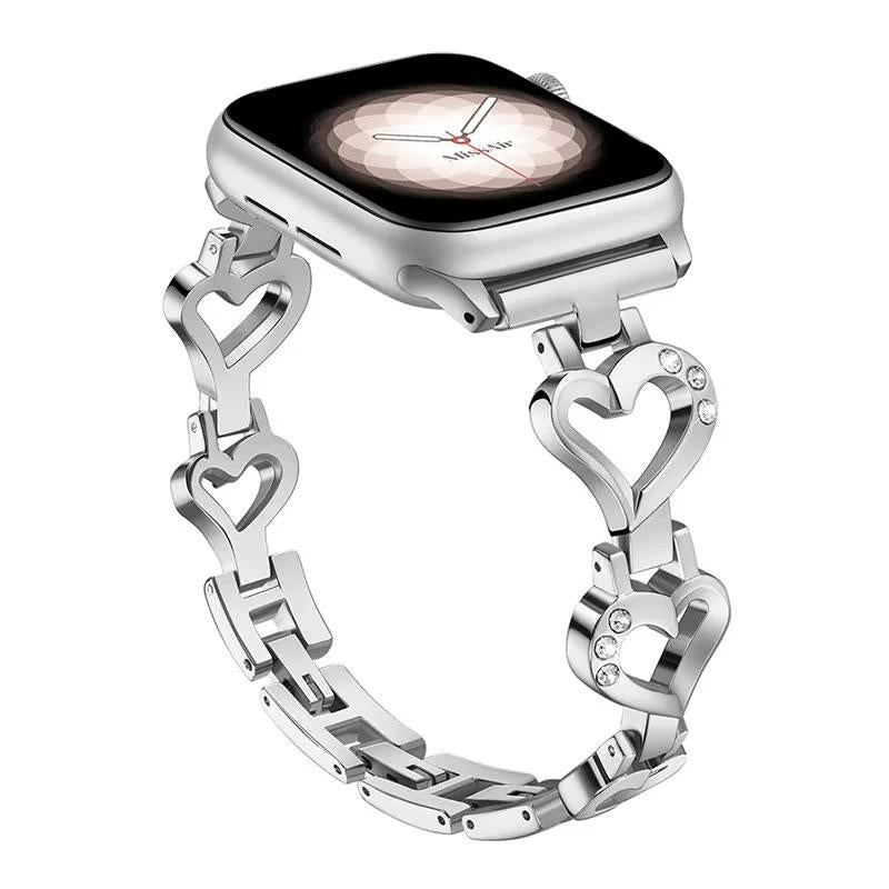 Silver Heart Apple Watch Band
