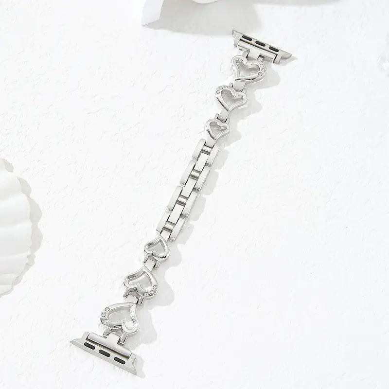 Silver Heart Apple Watch Band