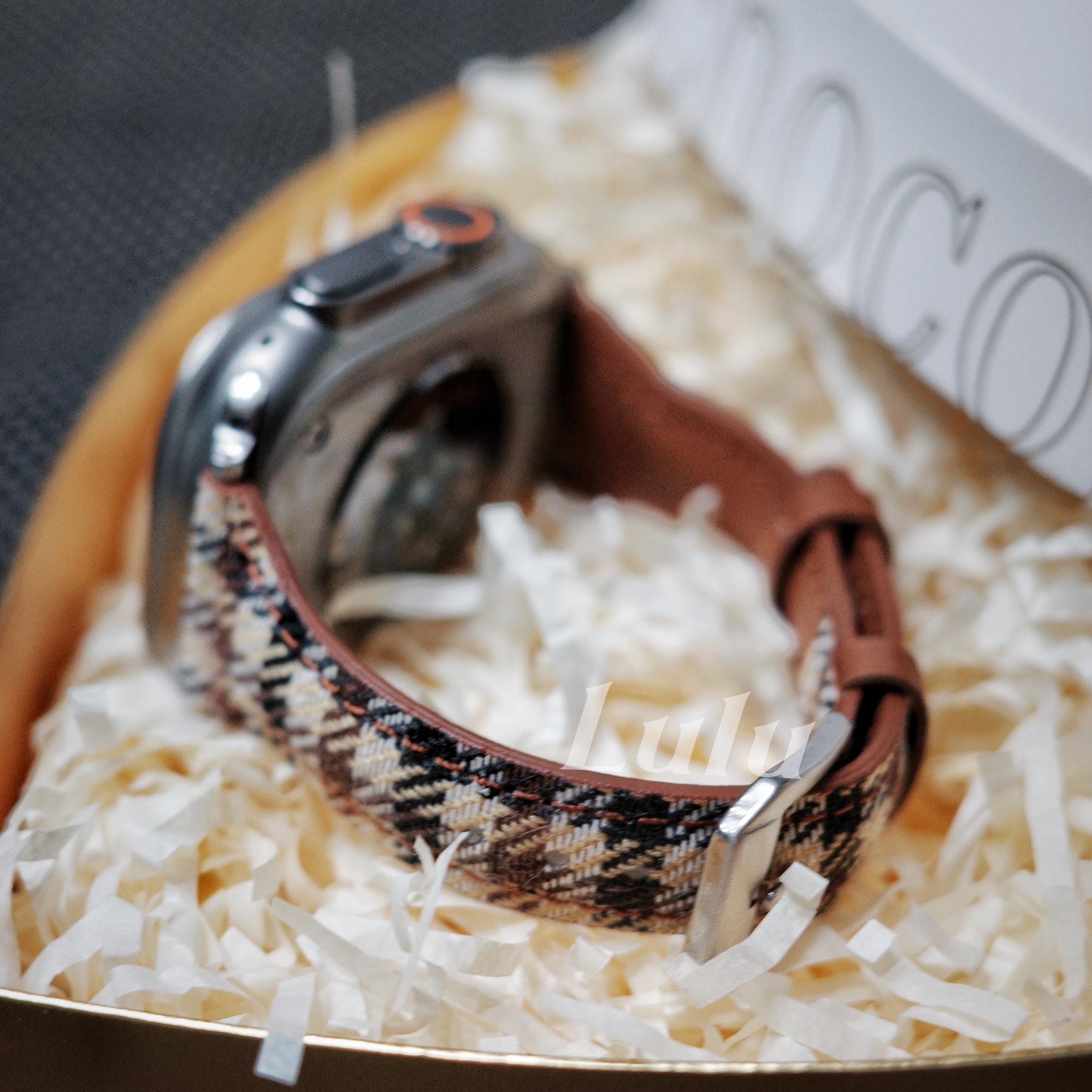 Checkered Leather Apple Watch Band