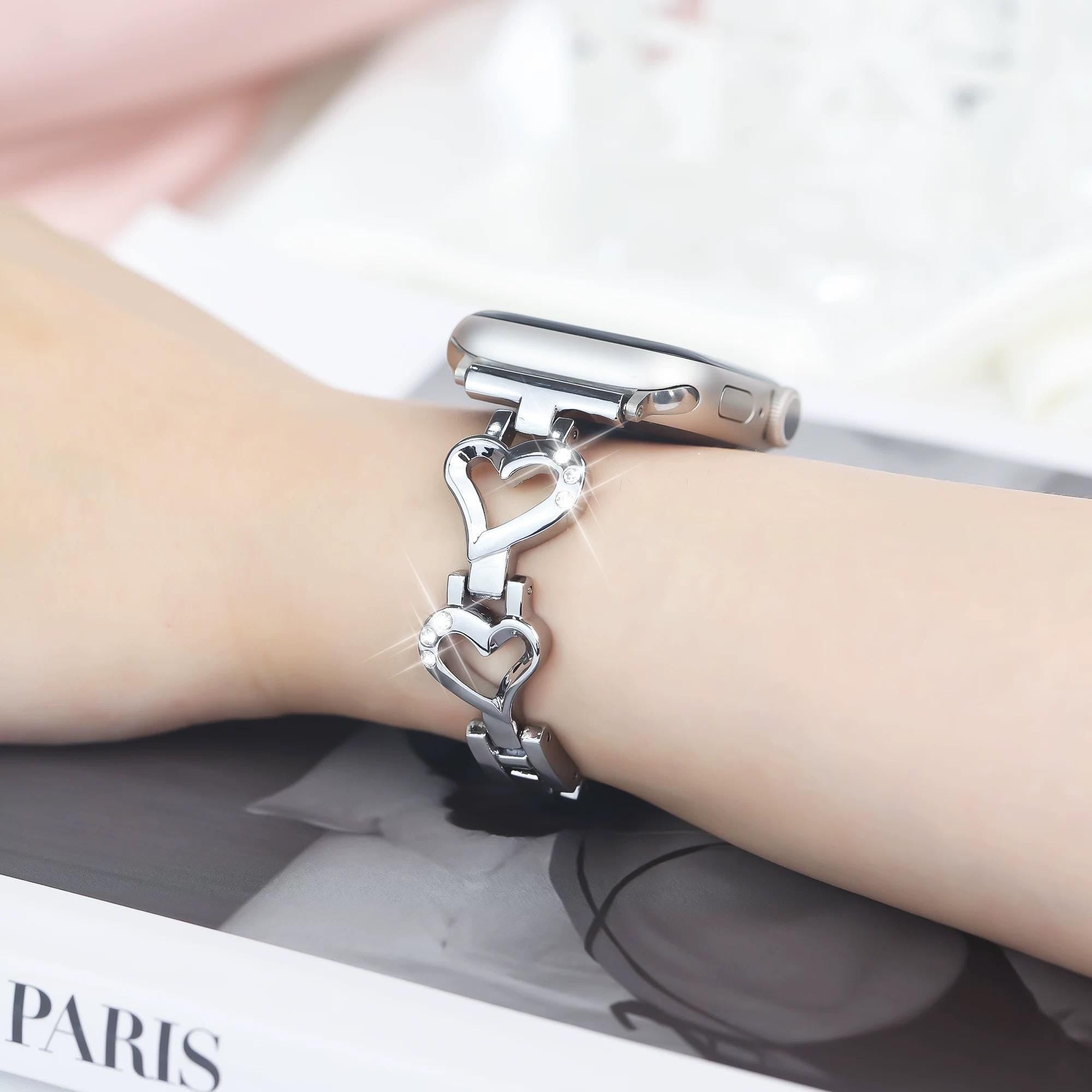 Silver Heart Apple Watch Band