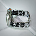 Black Leather Chain Apple Watch Band