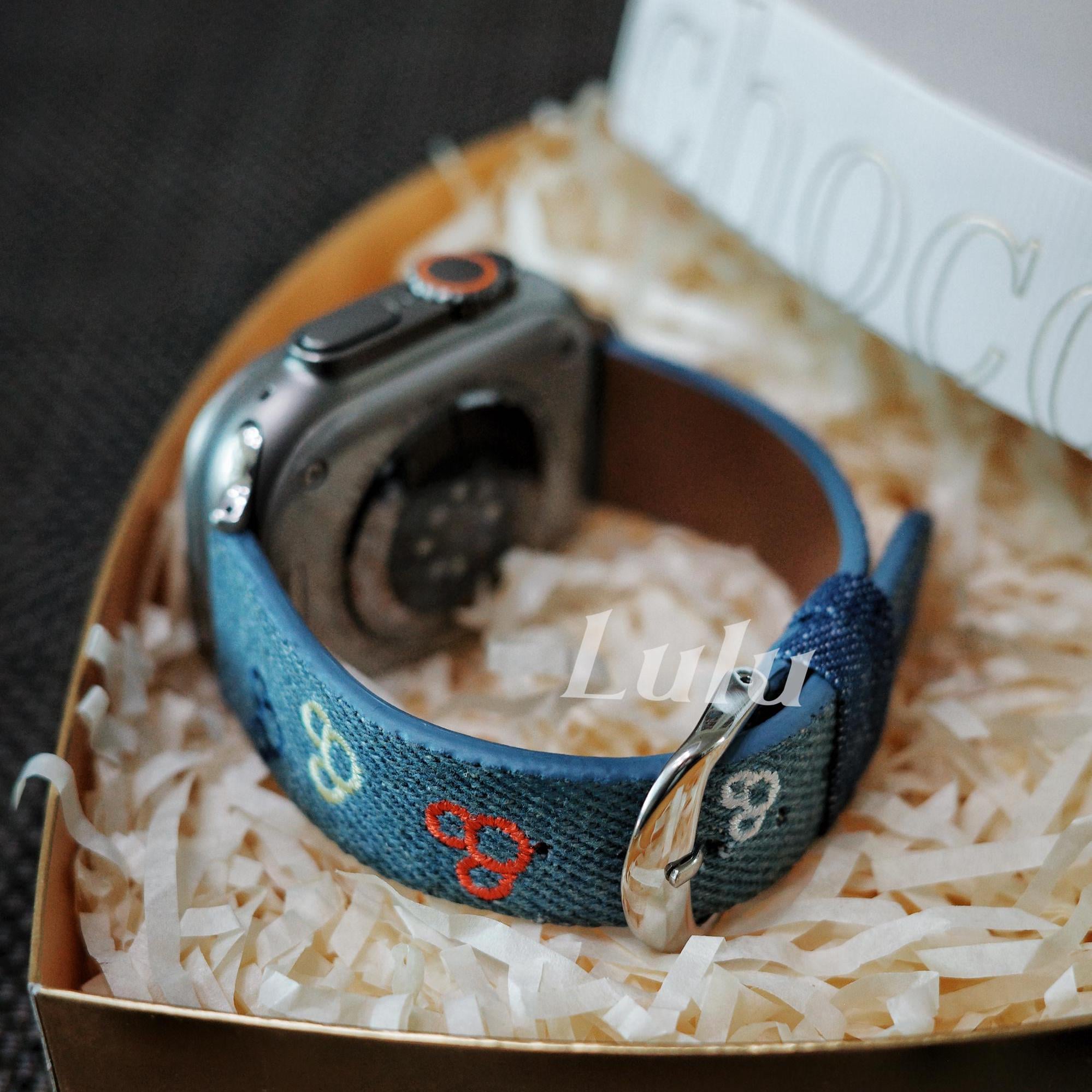 Embroidered Mickey Inspired Denim Apple Watch Band