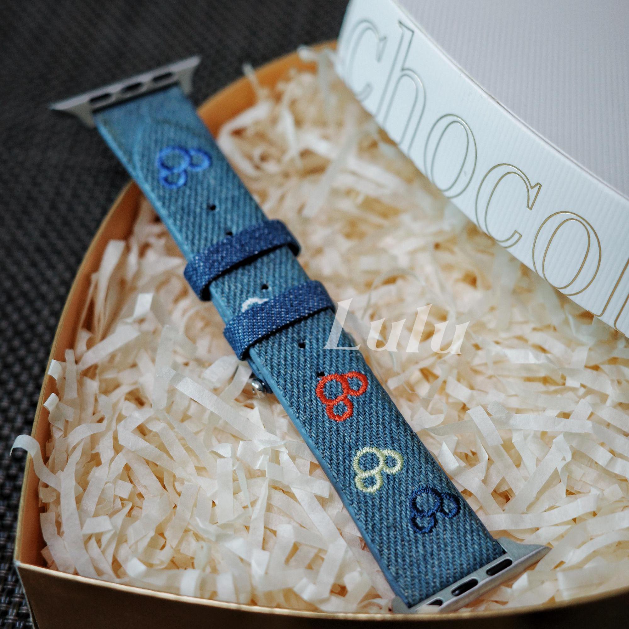 Embroidered Mickey Inspired Denim Apple Watch Band