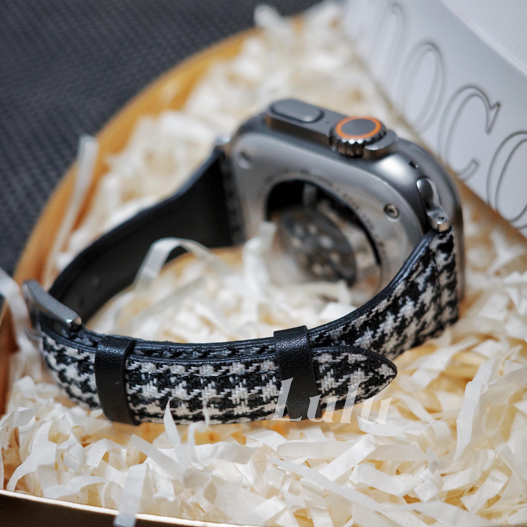 Checkered Leather Apple Watch Band