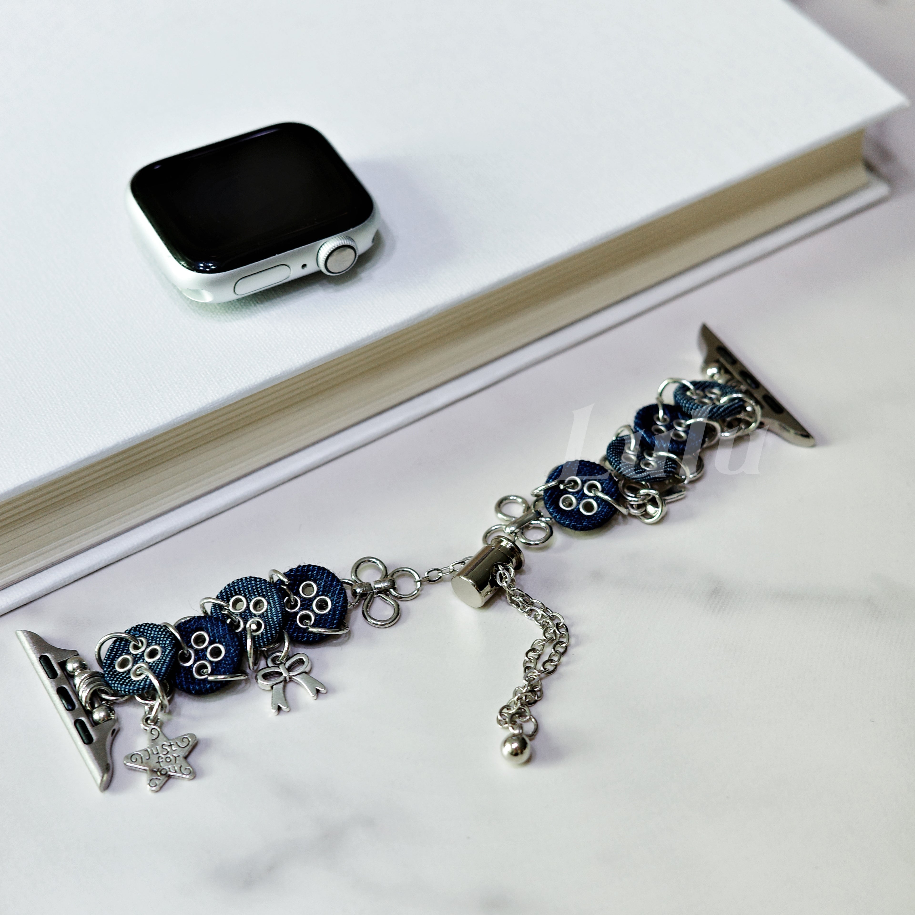 Denim Button Charm Apple Watch Band