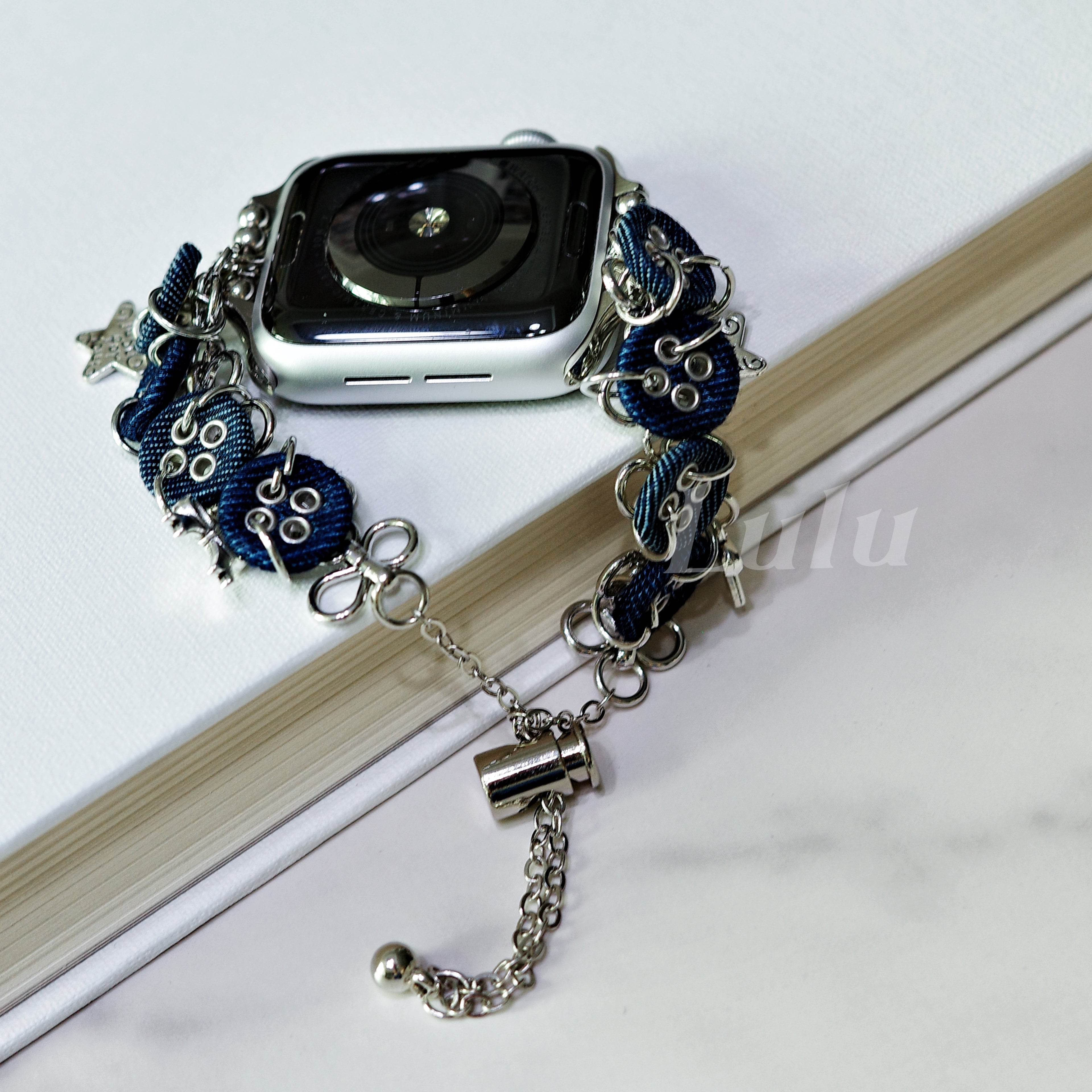Denim Button Charm Apple Watch Band