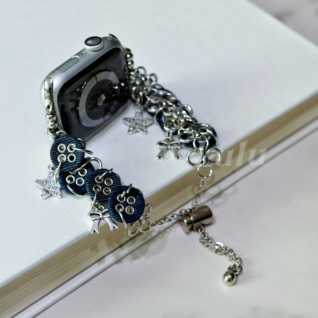 Denim Button Charm Apple Watch Band