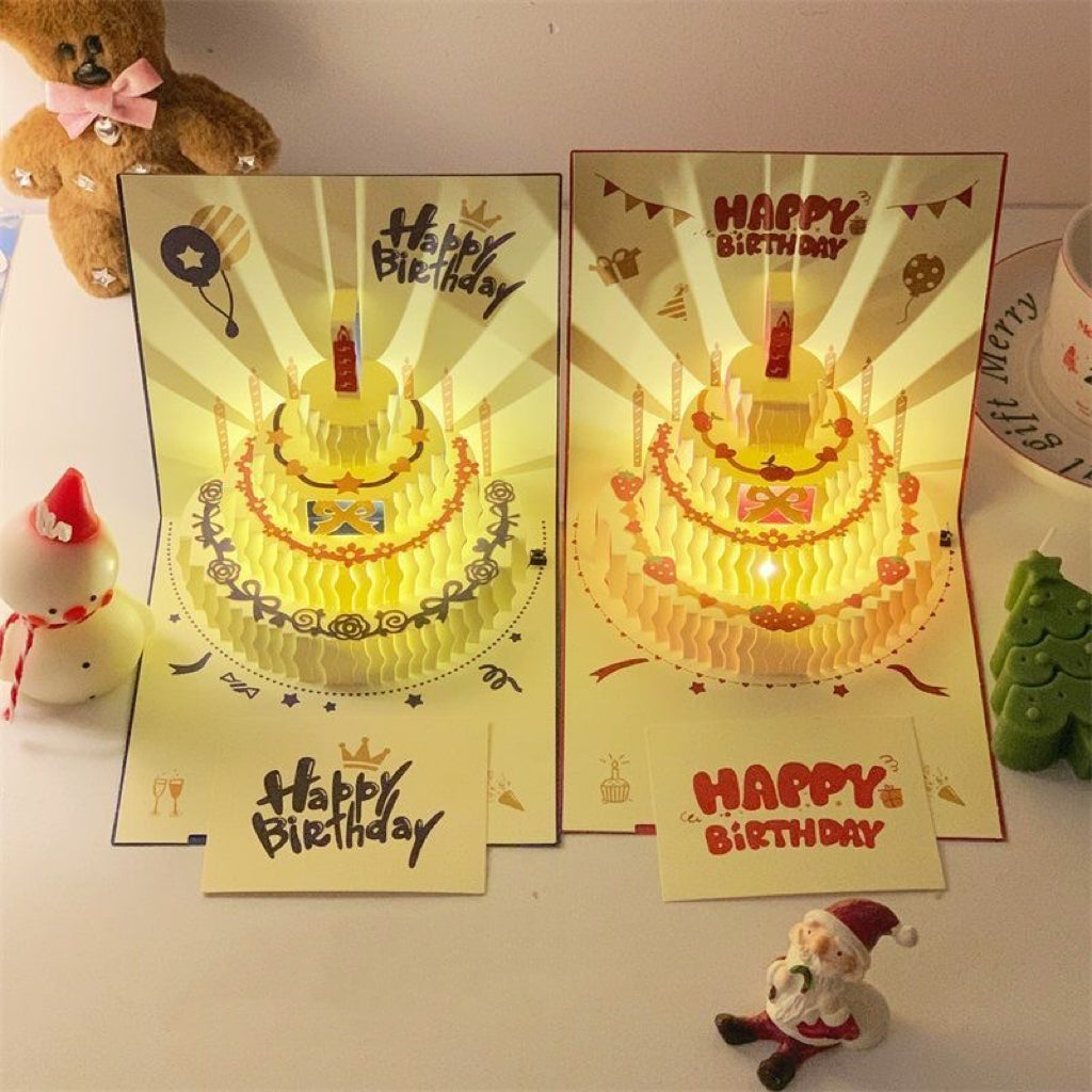 3D Pop Up Birthday Card with Music & Lights - Blue