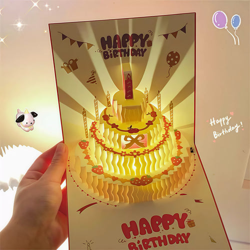 3D Pop Up Birthday Card with Music & Lights - Red