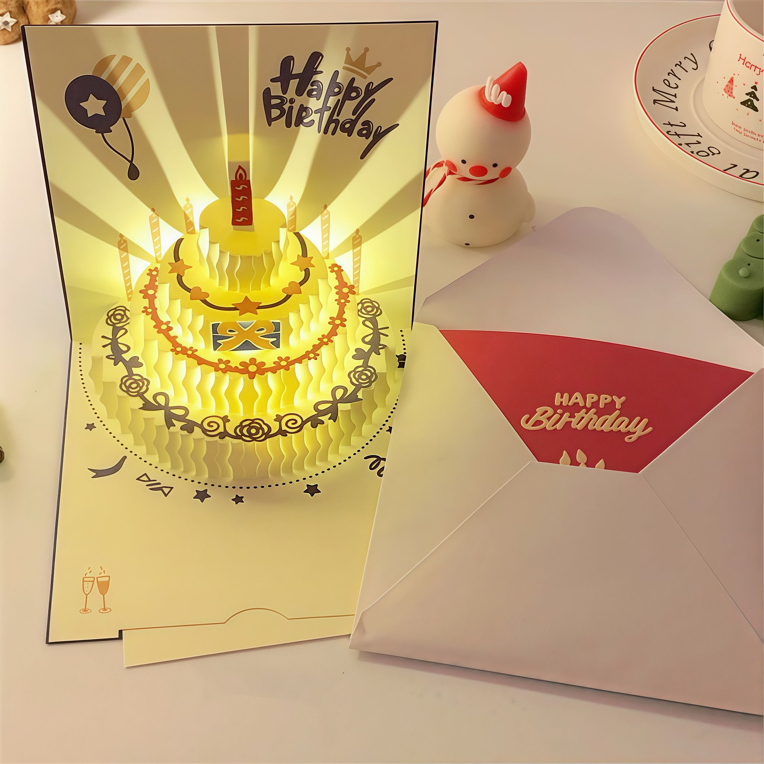 3D Pop Up Birthday Card with Music & Lights - Blue