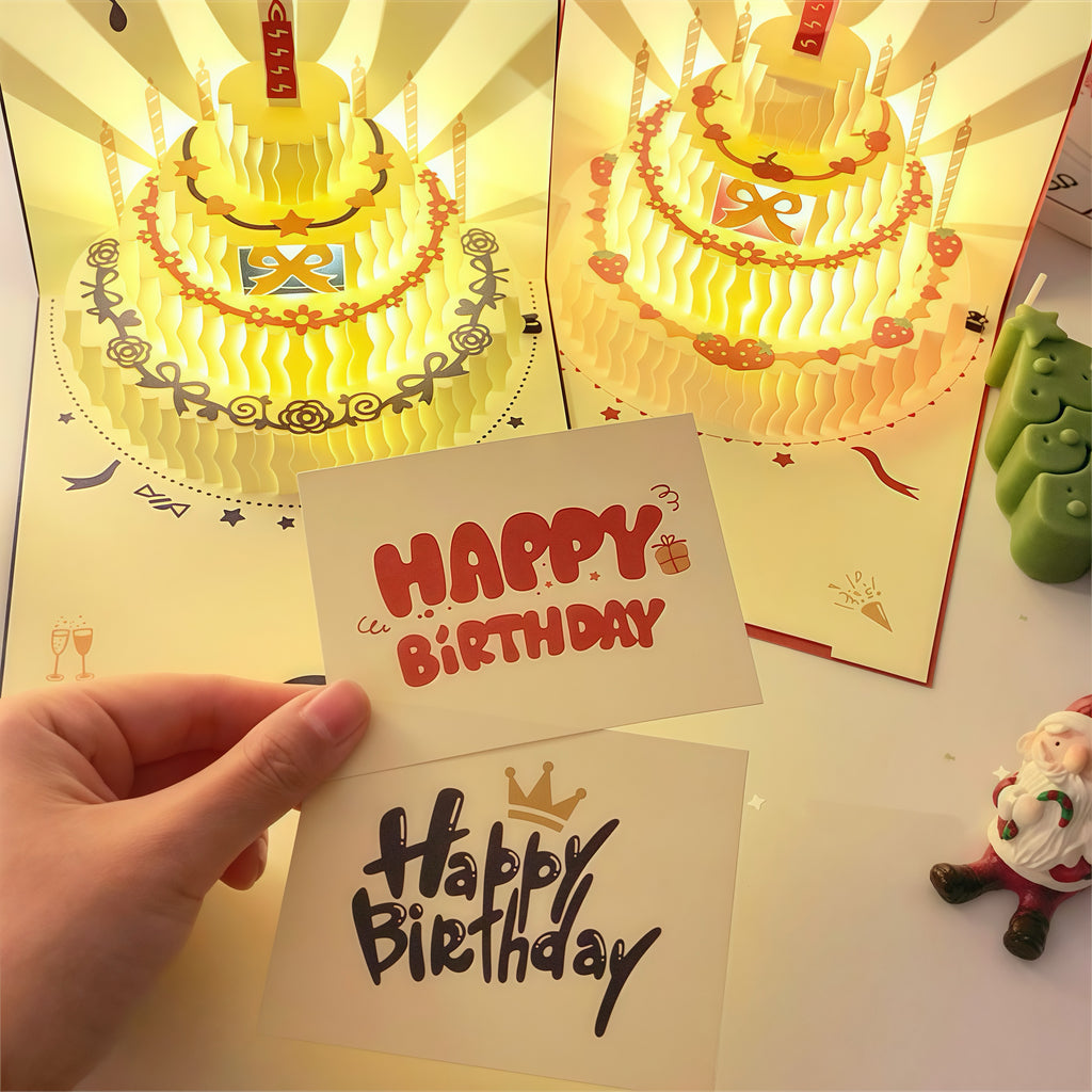 3D Pop Up Birthday Card with Music & Lights - Red