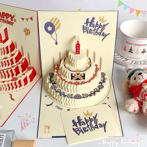 3D Pop Up Birthday Card with Music & Lights - Blue