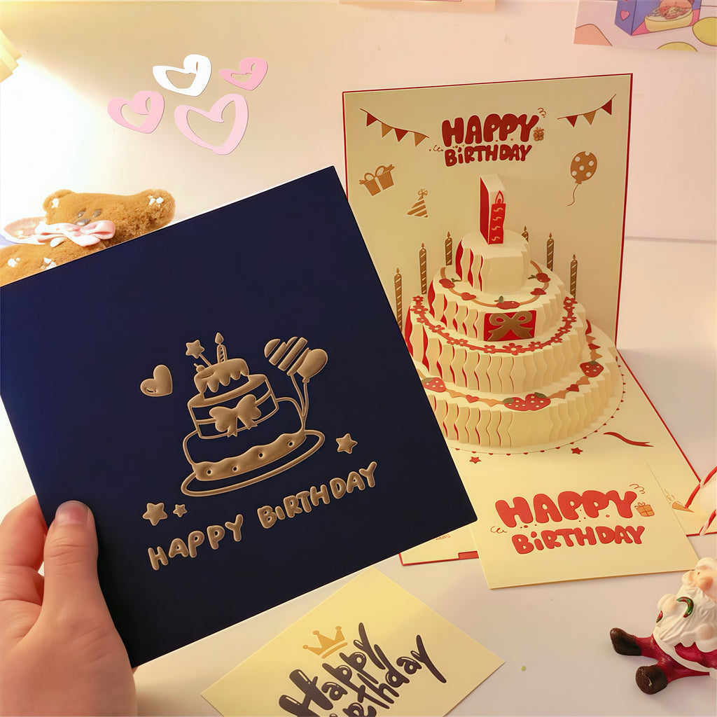 3D Pop Up Birthday Card with Music & Lights - Blue