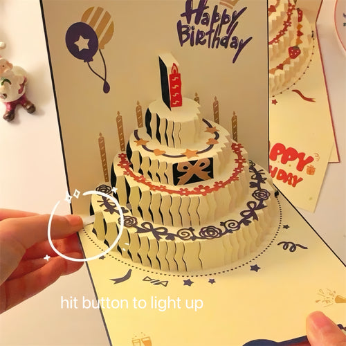 3D Pop Up Birthday Card with Music & Lights - Blue