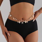 Gold Seashell Pearl Waist Chain