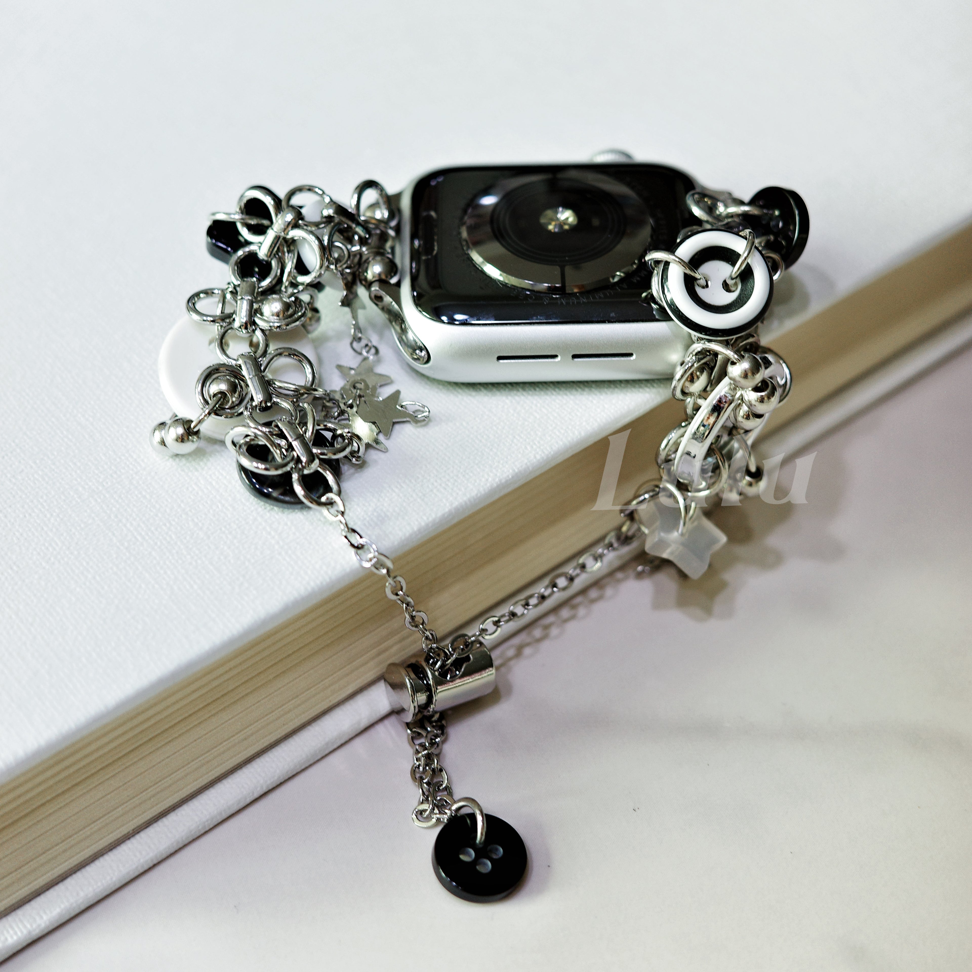 Monochrome Button Charm Apple Watch Band