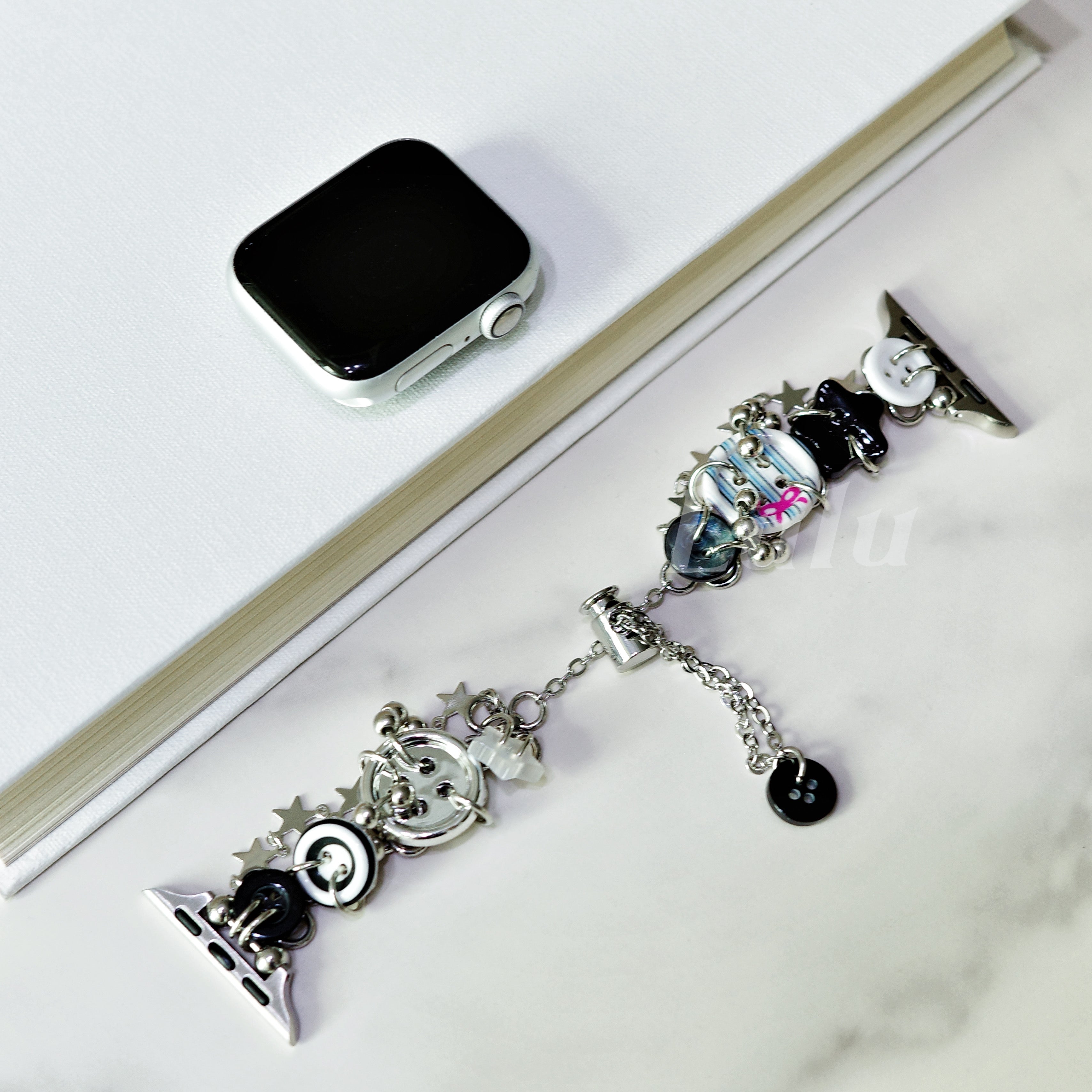 Monochrome Button Charm Apple Watch Band