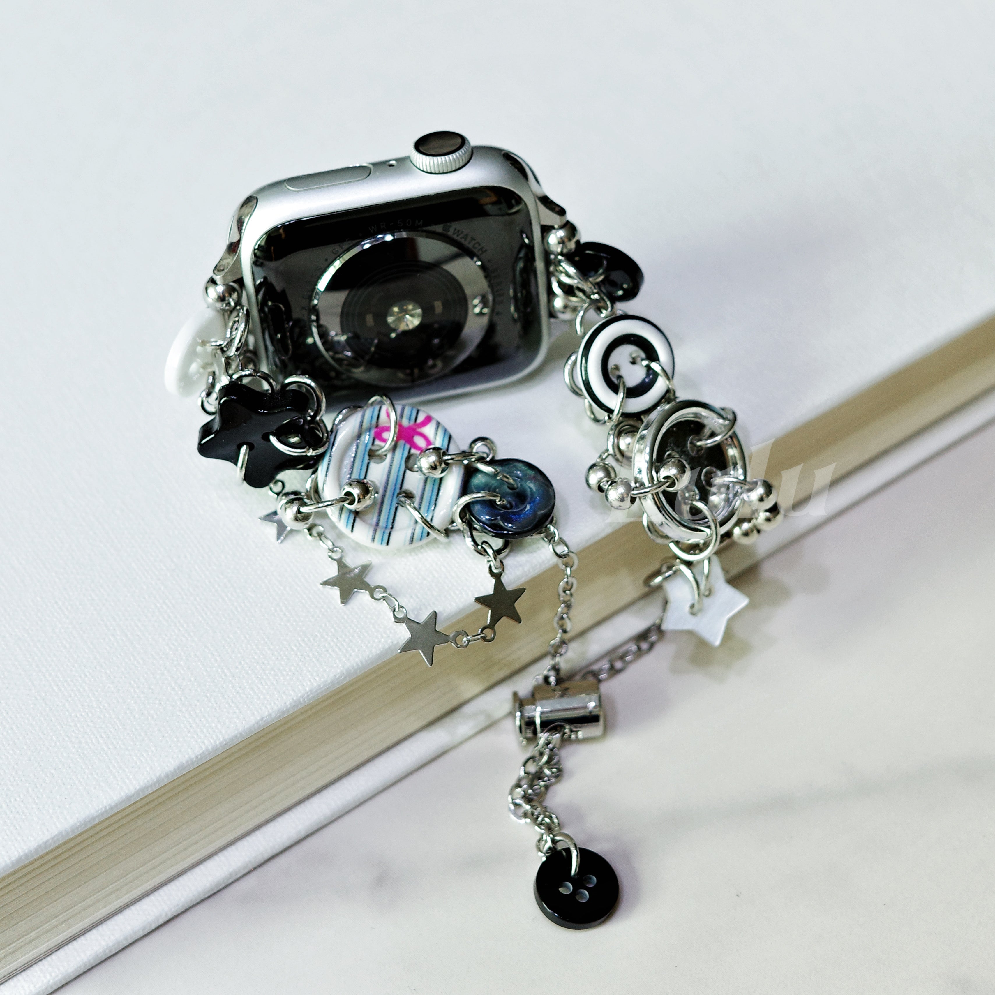 Monochrome Button Charm Apple Watch Band