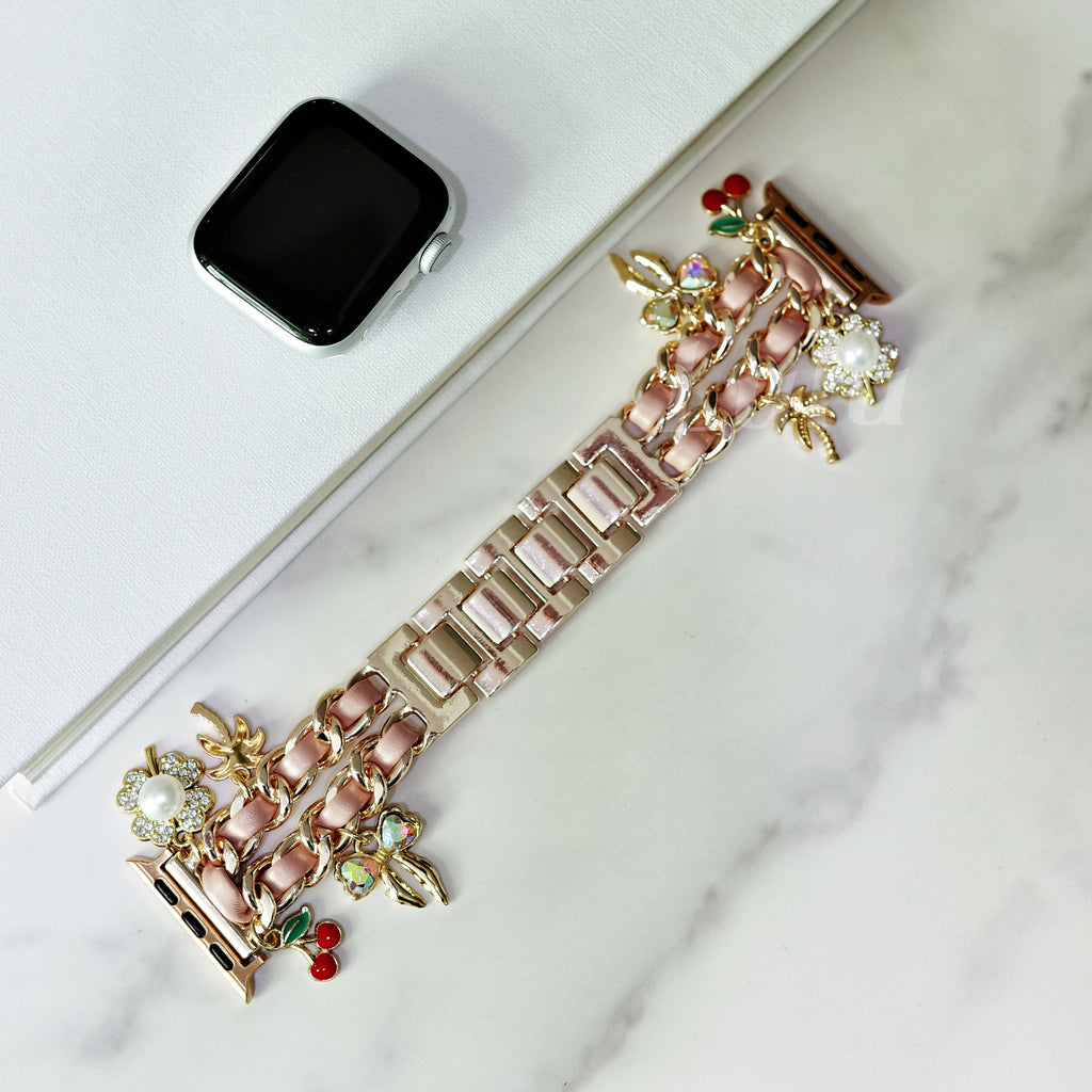 Pink Leather Chain Apple Watch Band
