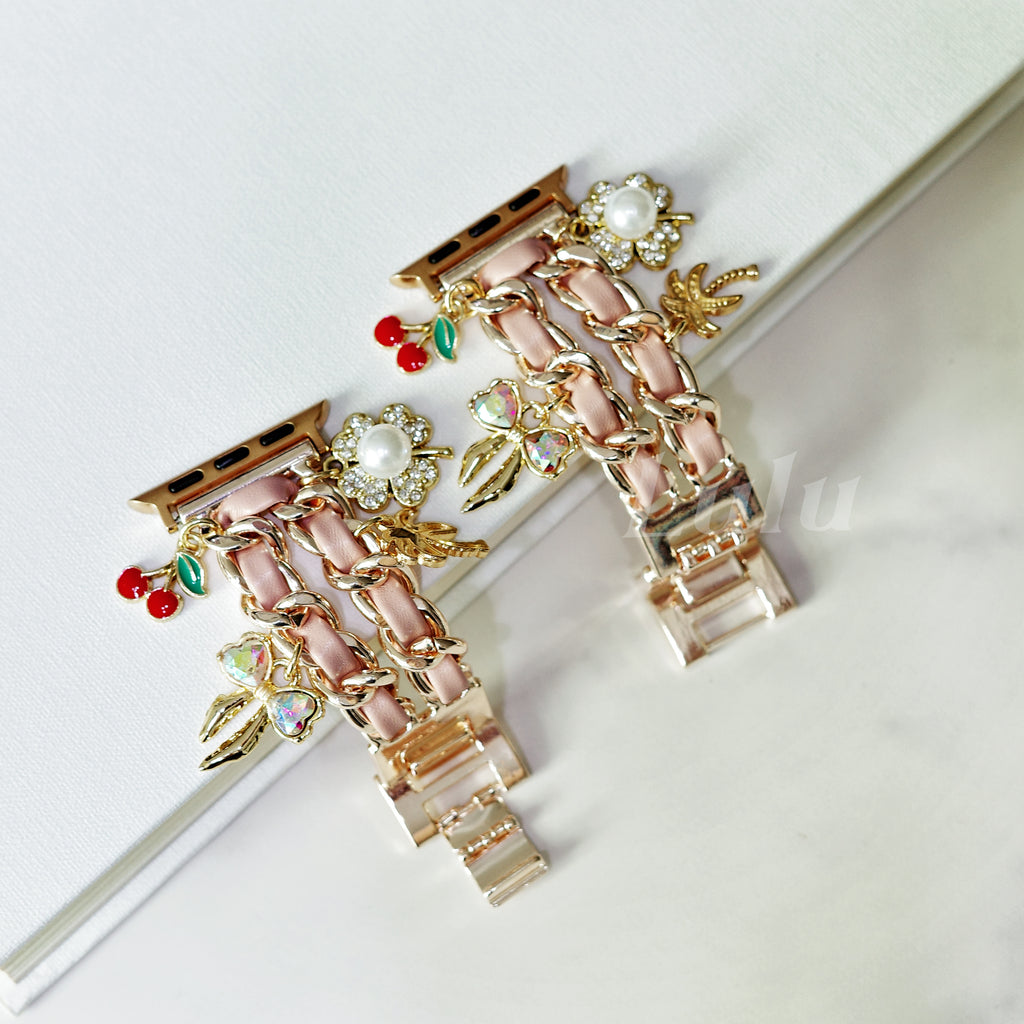Pink Leather Chain Apple Watch Band