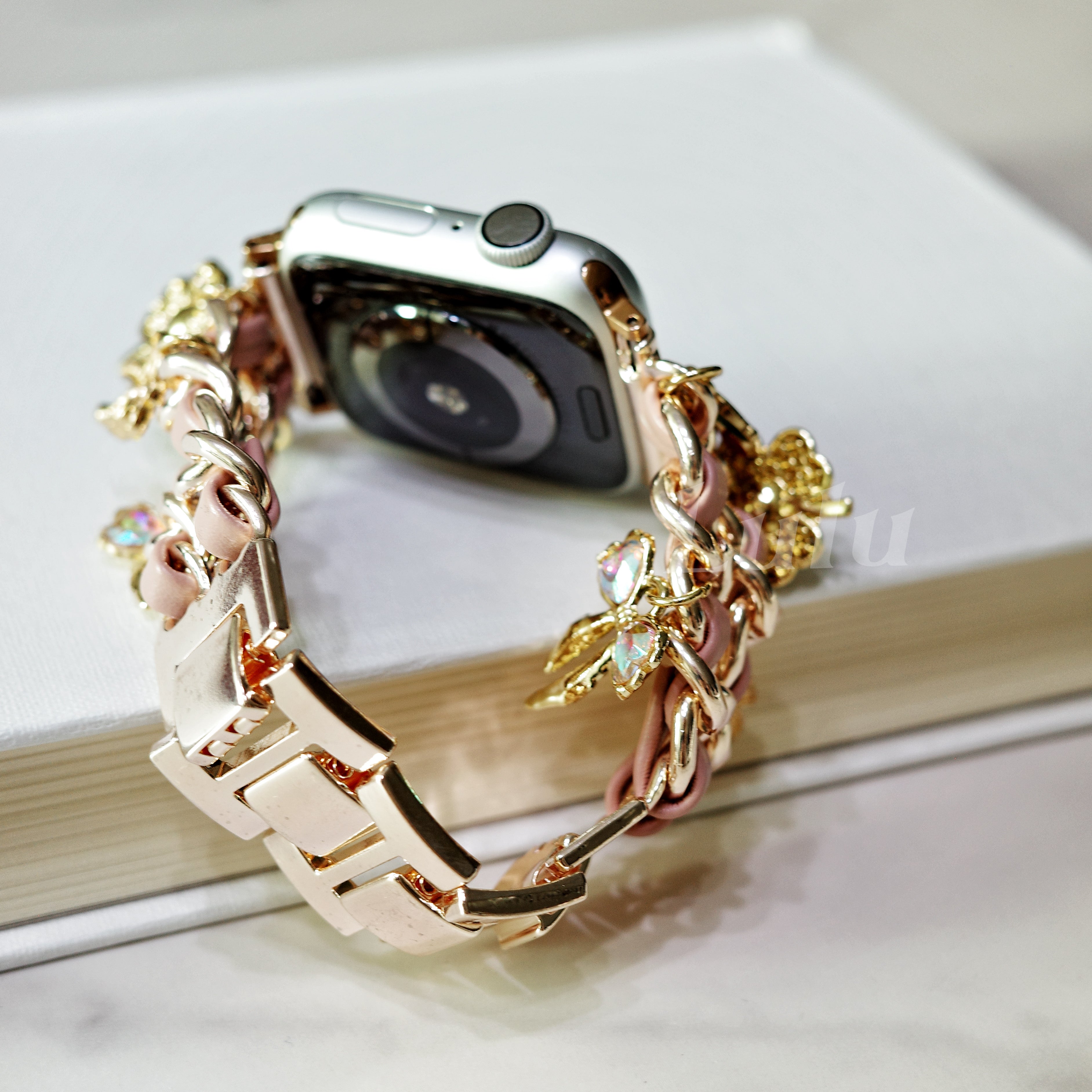 Pink Leather Chain Apple Watch Band