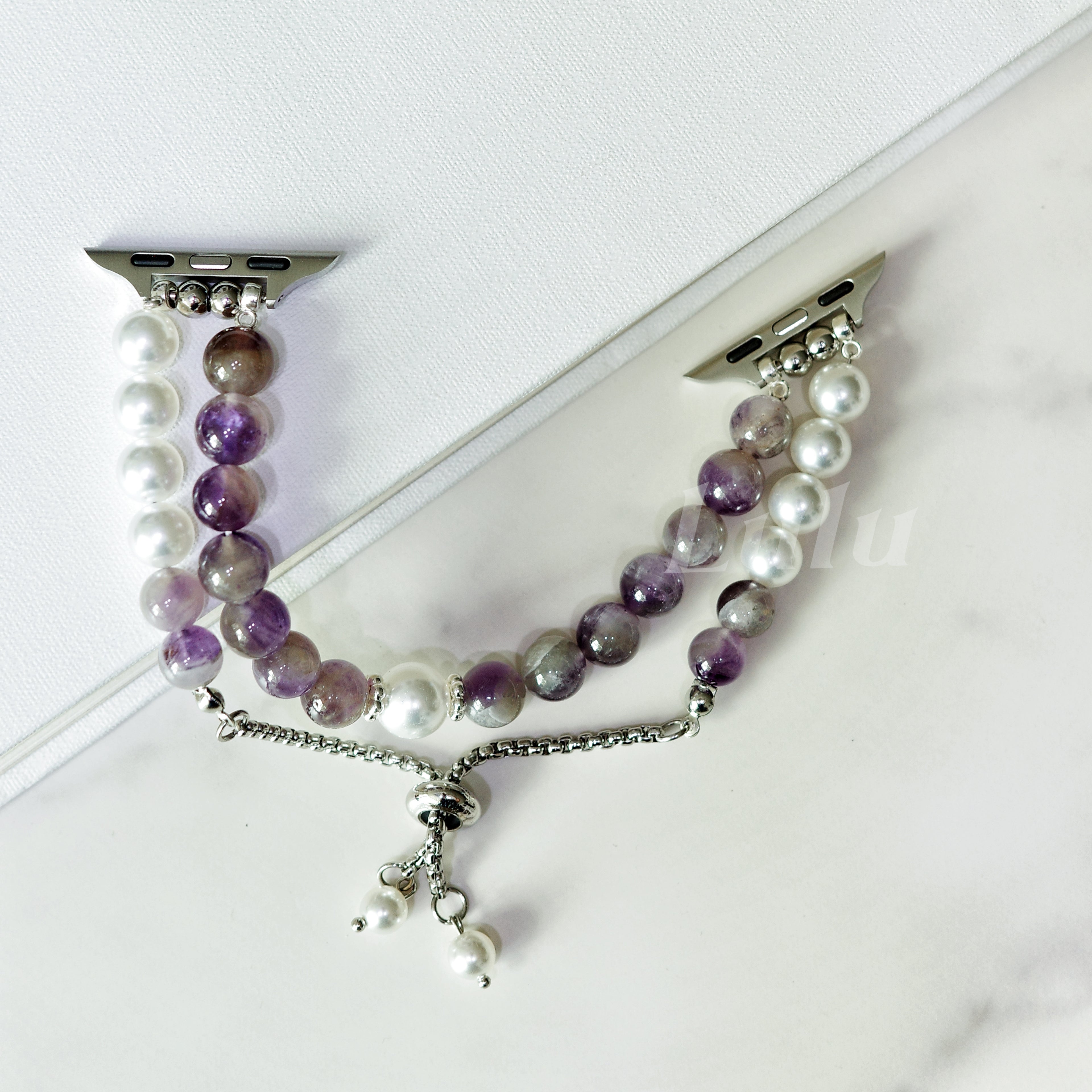 Purple Beaded Pearl Apple Watch Band