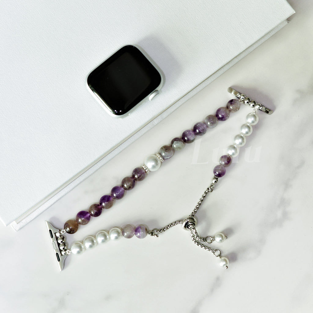 Purple Beaded Pearl Apple Watch Band