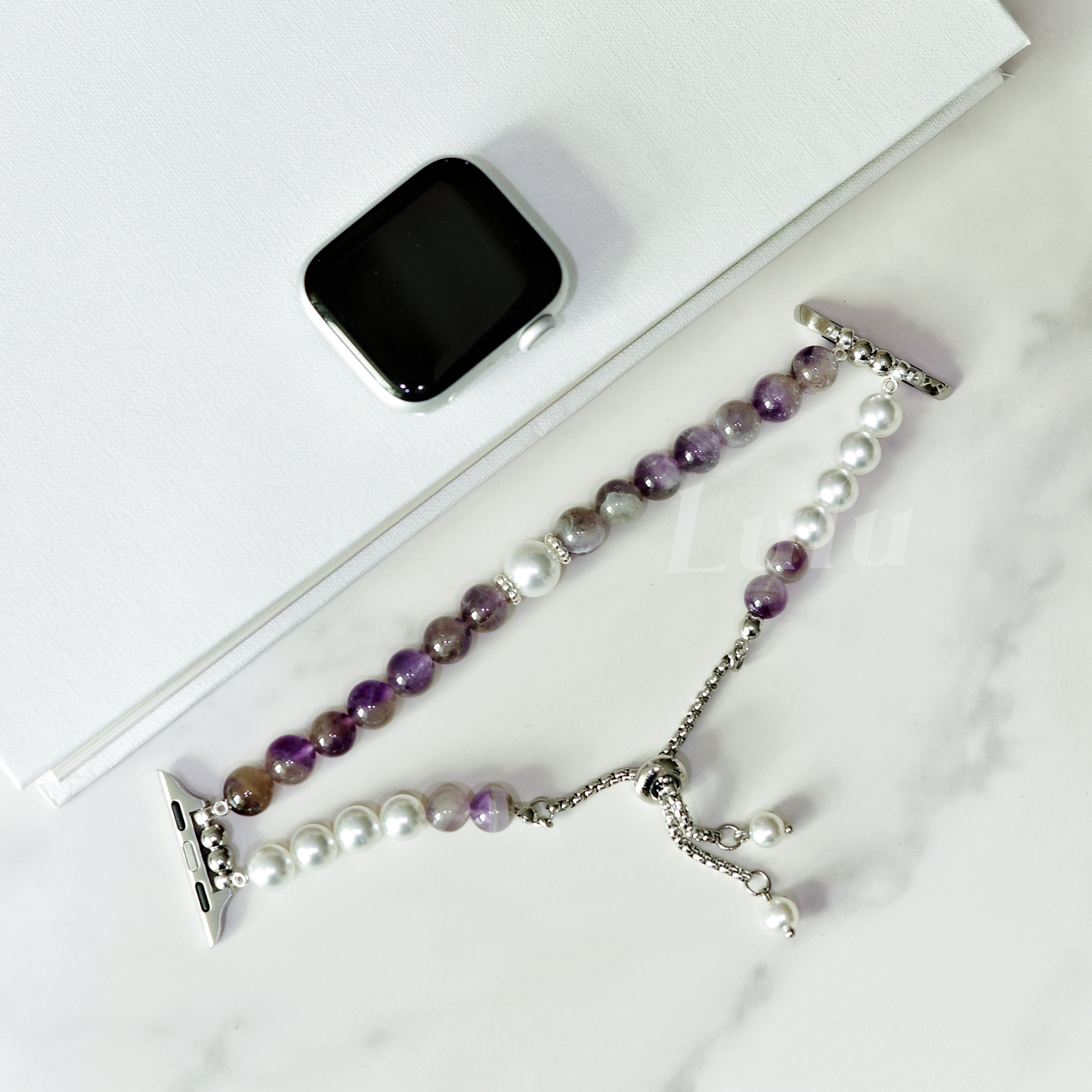 Purple Beaded Pearl Apple Watch Band