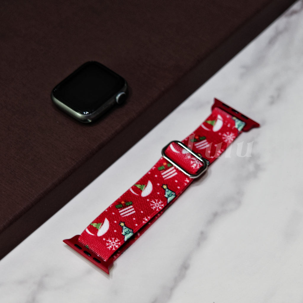 Red Nylon Christmas Apple Watch Band