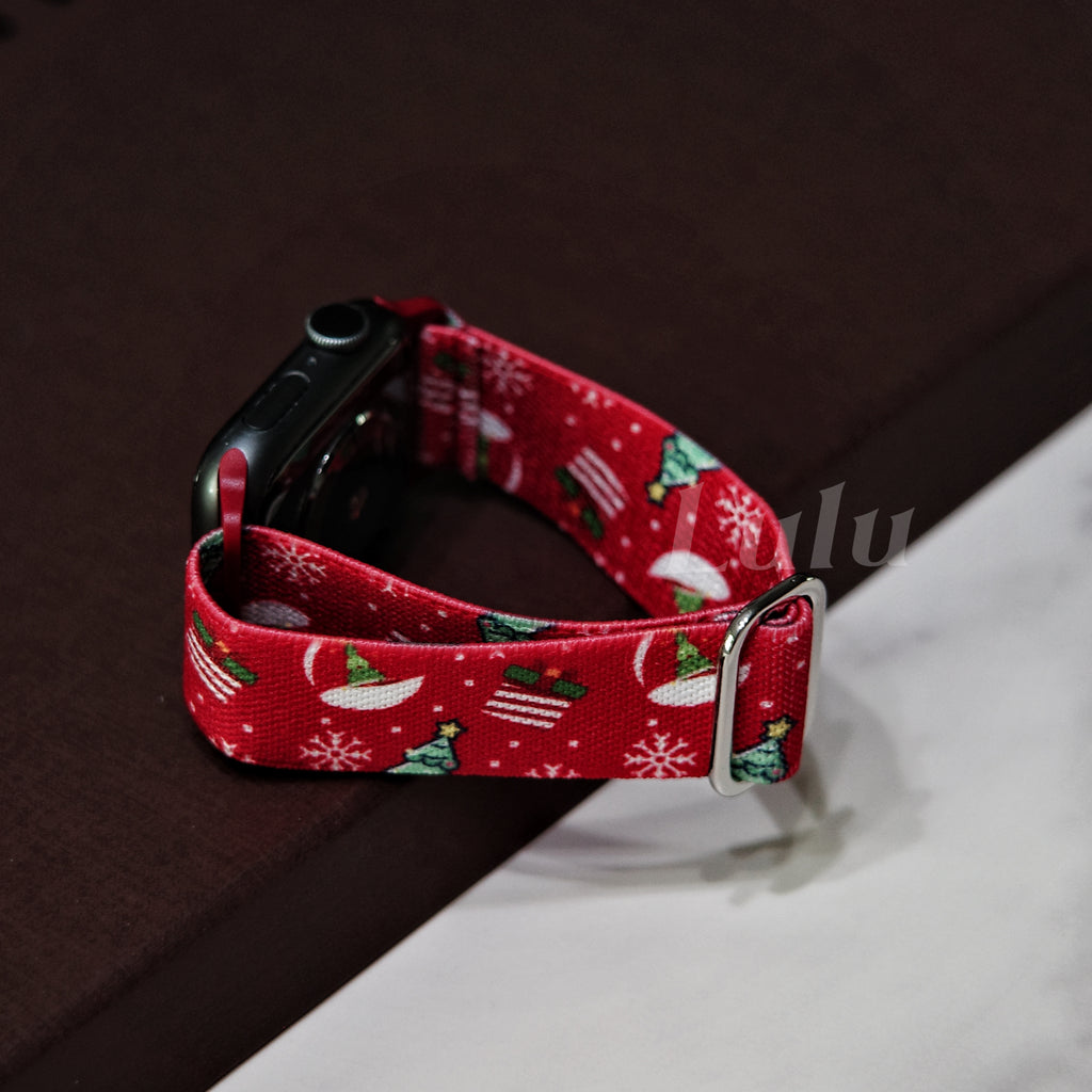 Red Nylon Christmas Apple Watch Band