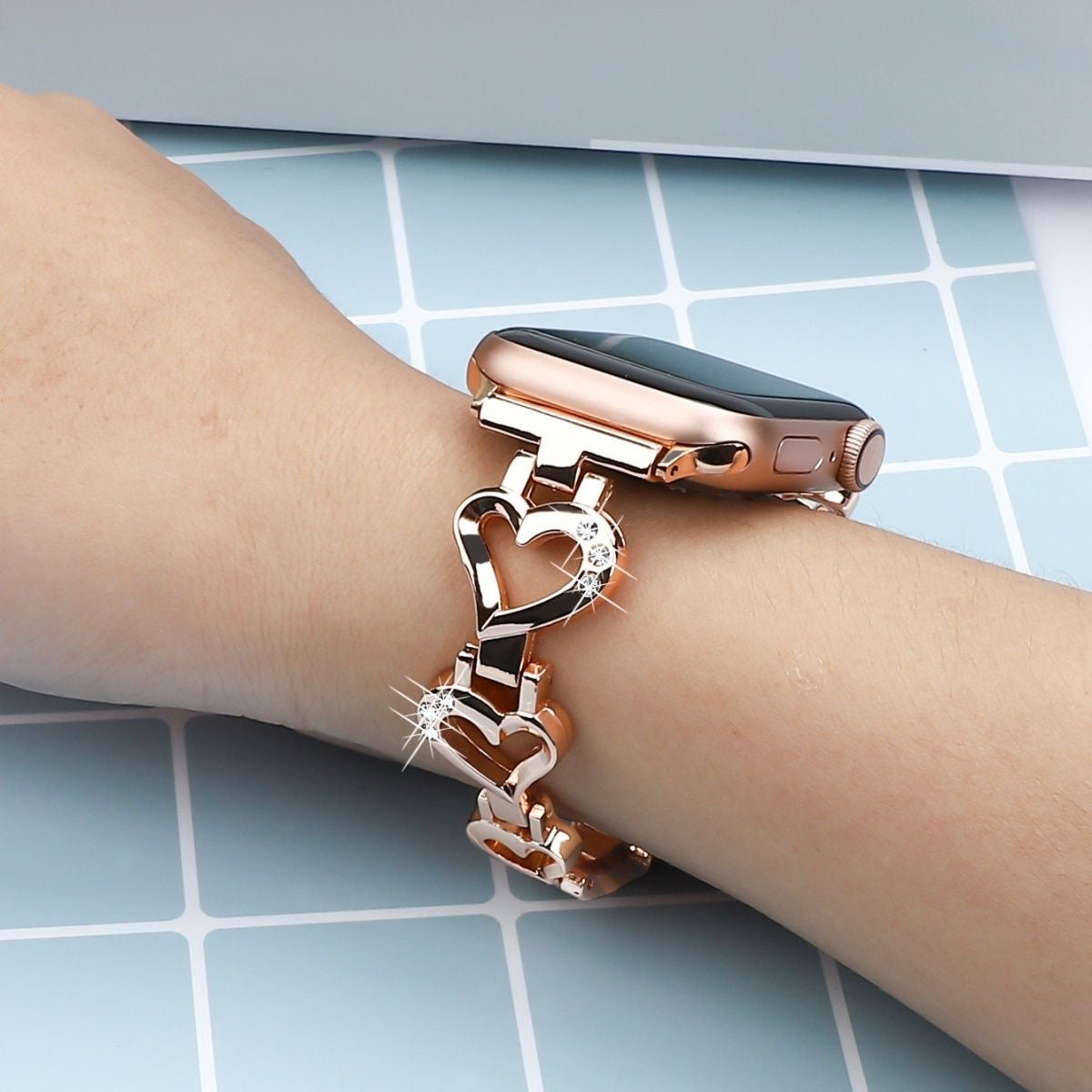 Rose Gold Heart Apple Watch Band