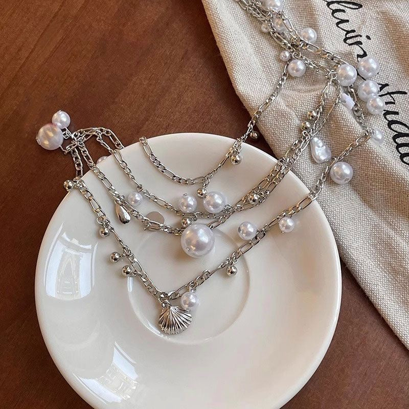 Silver Seashell Pearl Waist Chain
