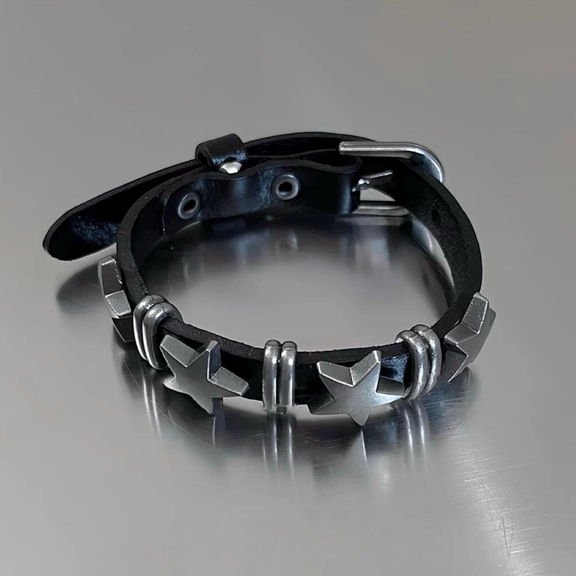 Punk Leather Adjustable Bracelet