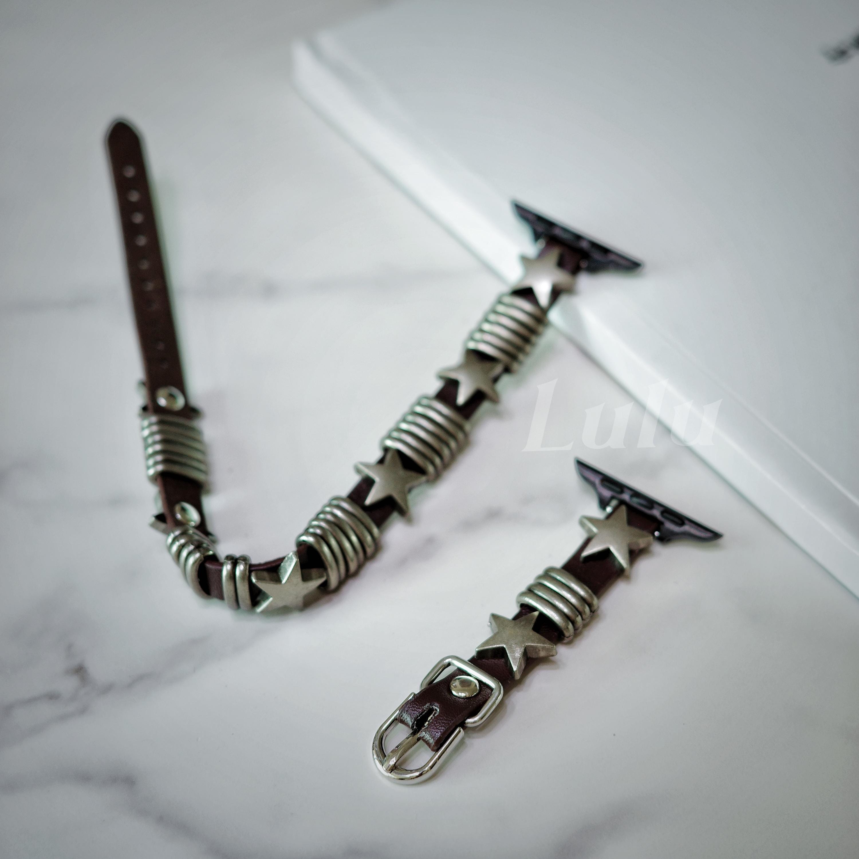 Punk Double Loop Leather Apple Watch Band