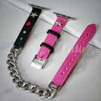 Punk Black & Pink Leather Apple Watch Band