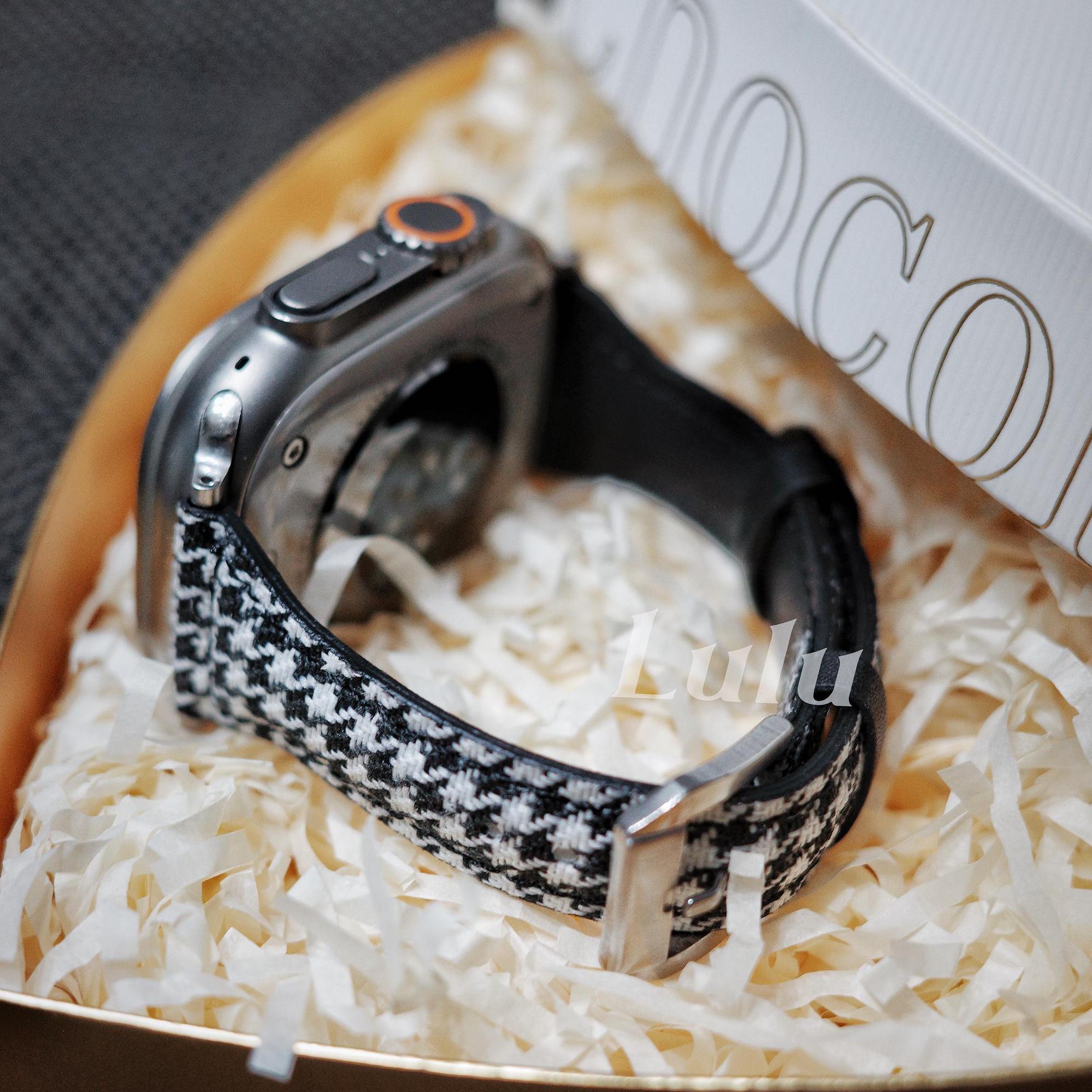 Checkered Leather Apple Watch Band