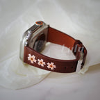Cherry Blossom Leather Apple Watch Band