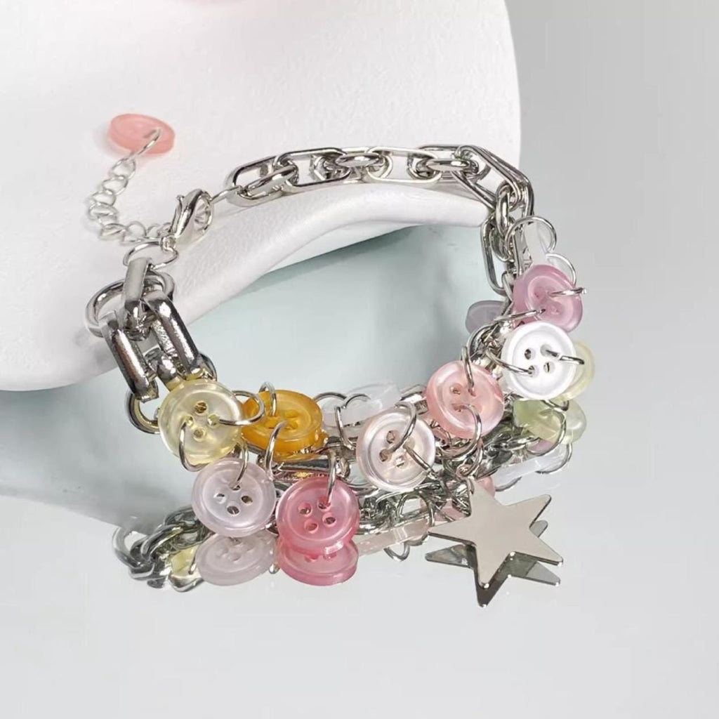 Pastel Button Charm Adjustable Bracelet