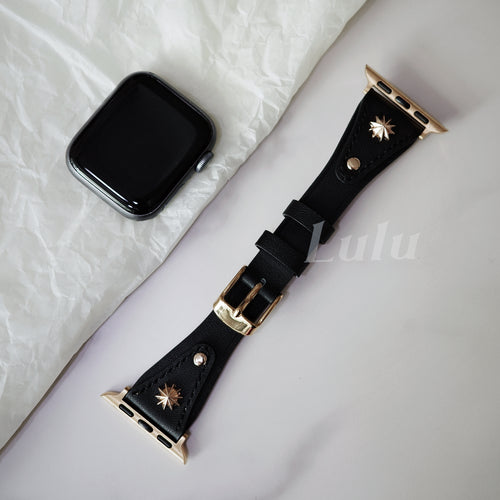 Black Leather Apple Watch Band