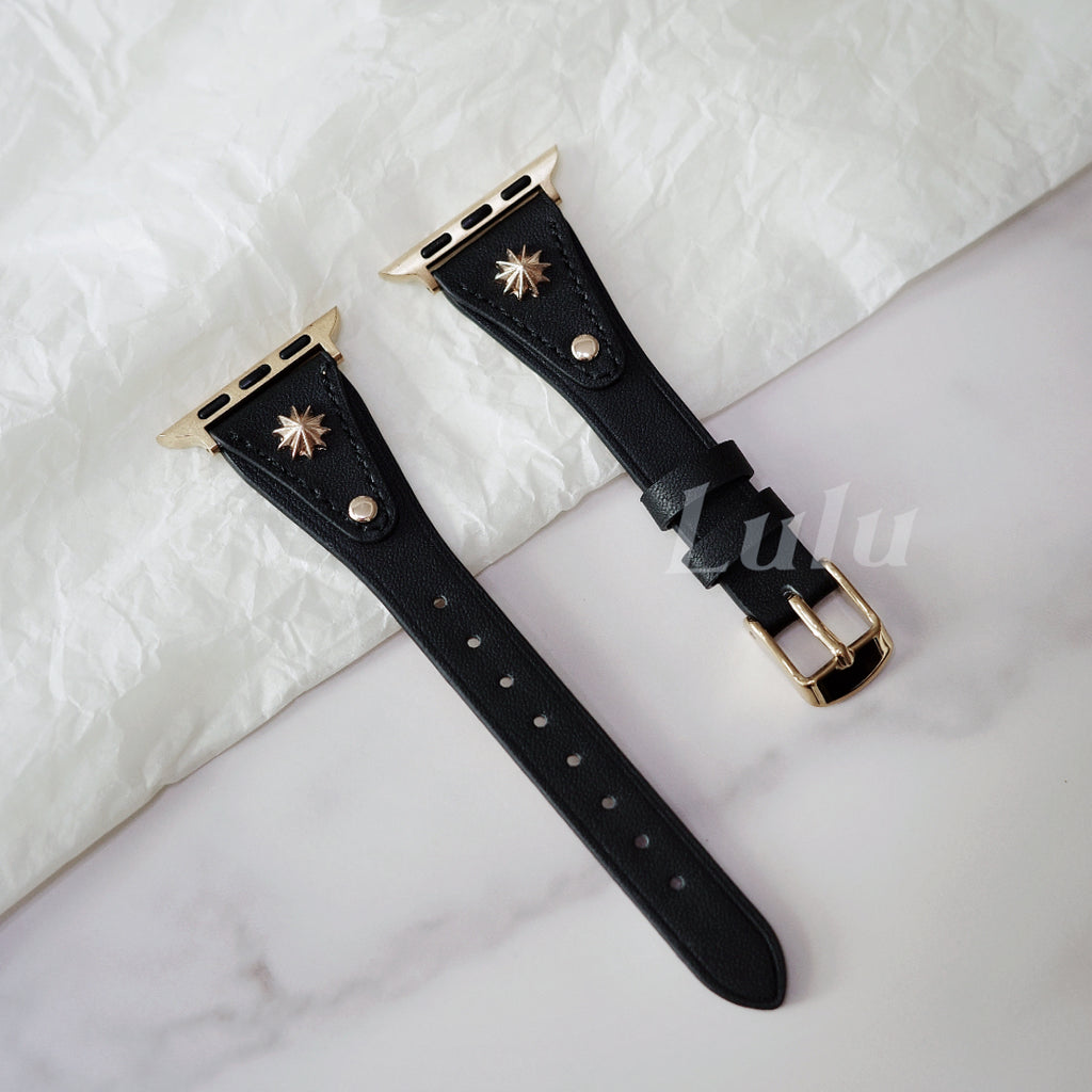 Black Leather Apple Watch Band