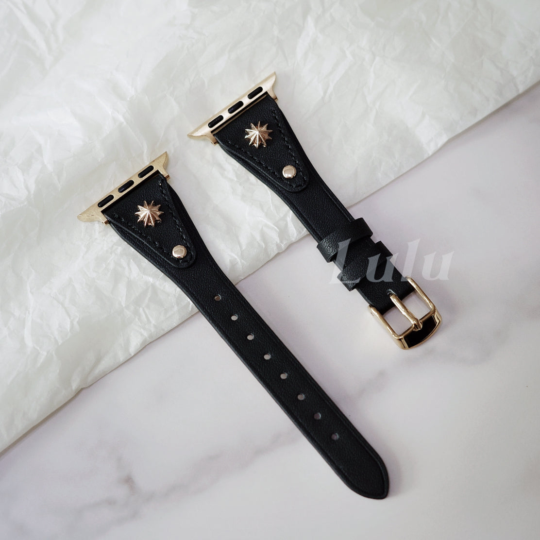 Black Leather Apple Watch Band