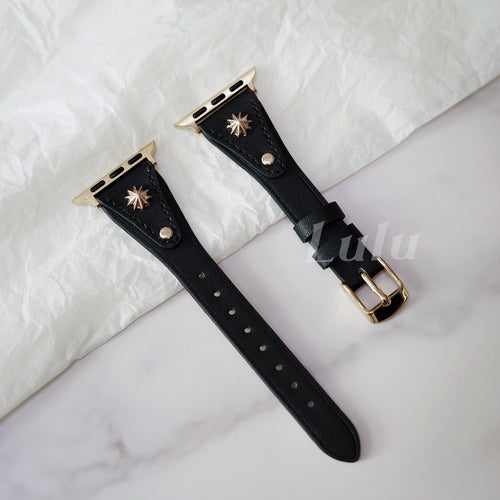 Black Leather Apple Watch Band