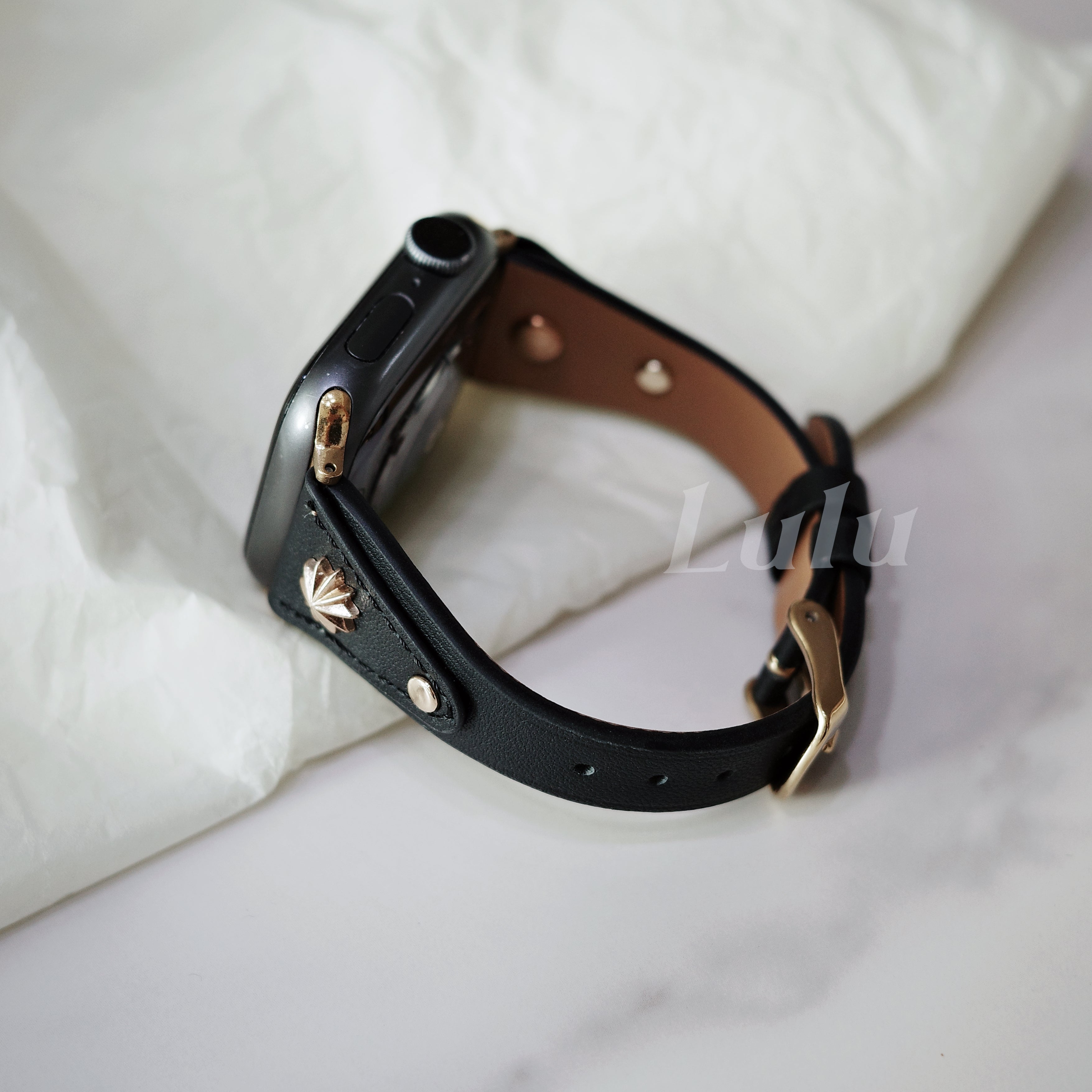 Black Leather Apple Watch Band