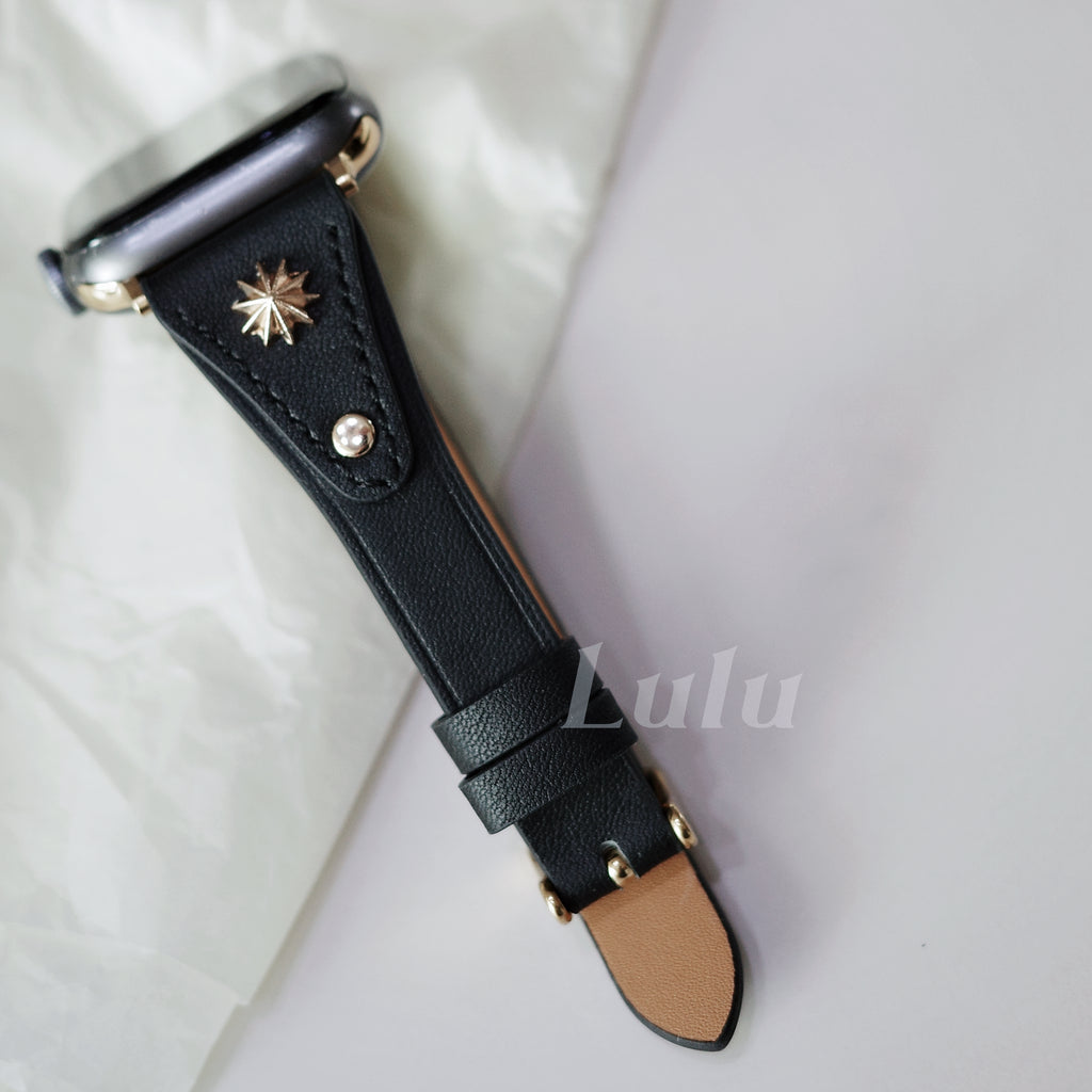Black Leather Apple Watch Band