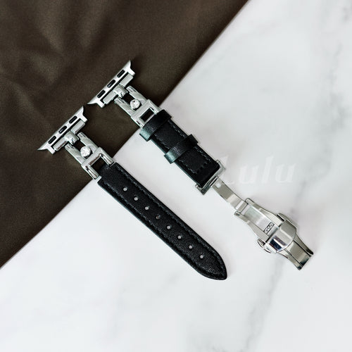 Black Leather Apple Watch Band