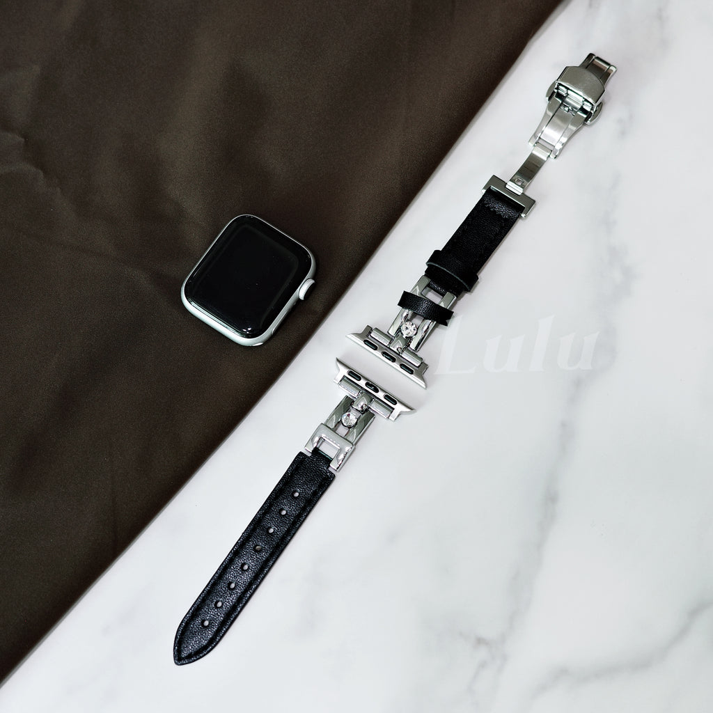 Black Leather Apple Watch Band
